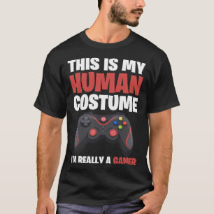 Camiseta Esta é a minha fantasia humana. Sou mesmo um jogad