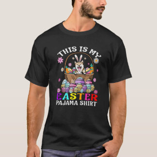 Camiseta Esta É A Minha Páscoa Pajama Shiba Inu Bunny Eggs 
