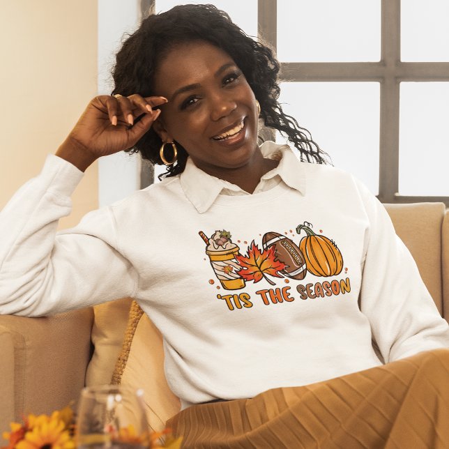 Camiseta Esta é a queda do campeonato de futebol (Tis the Season Football Pumpkin Fall Sweatshirt)