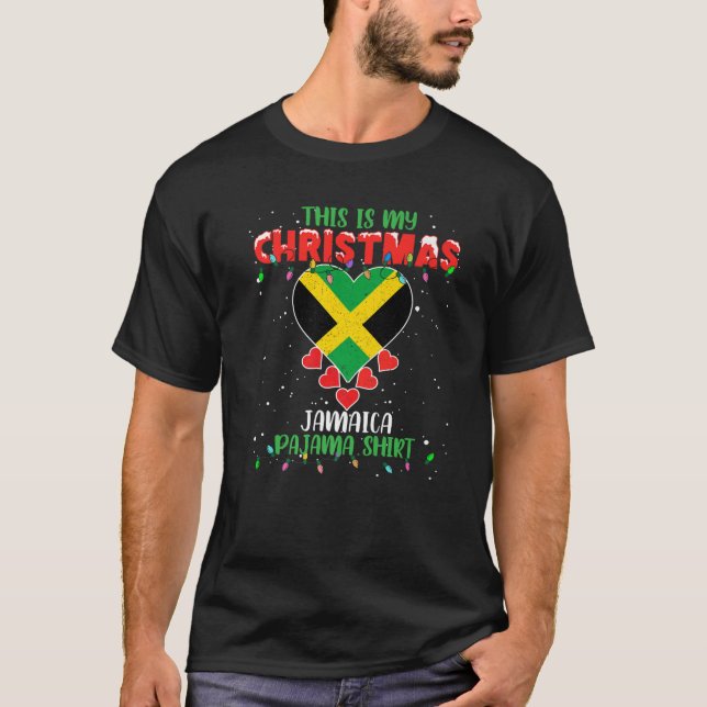 Camiseta Esta É Minha Luz De Natal Amor Jamaica Flag Paja (Frente)