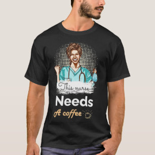 Camiseta esta enfermeira precisa de café gatinho