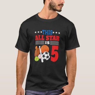 Camiseta Esta Estrela É Cinco 5 De Aniversário Engraçados.