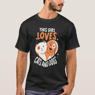 Camiseta Esta Garota Ama Gatos E Cães Gato Cão