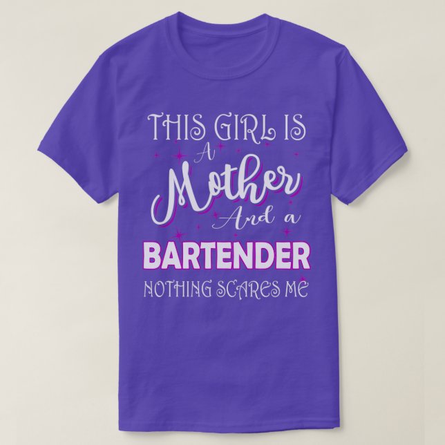 Camiseta Esta garota é mãe e barman, sem cicatriz (Frente do Design)
