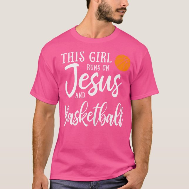 Camiseta Esta Garota Funciona Com Jesus E Cristão De Basque (Frente)