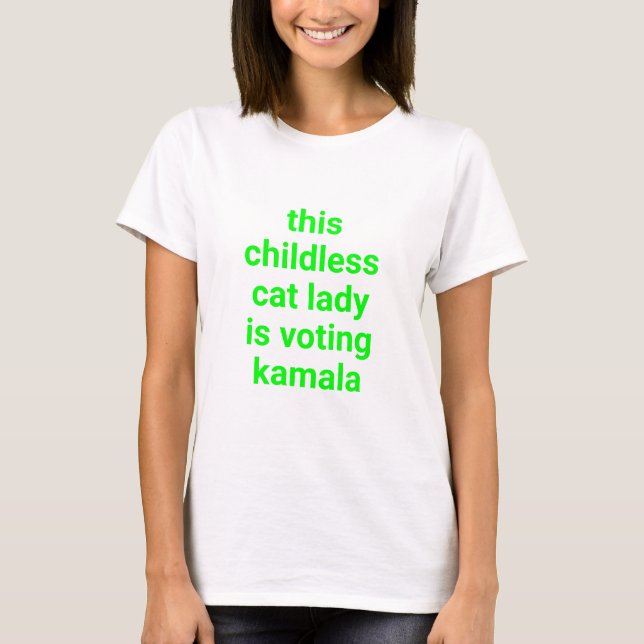 Camiseta Esta gata sem filhos está votando neon kamala (Frente)