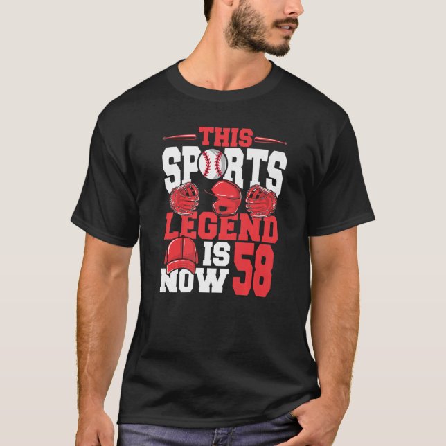 Camiseta Esta Lenda Esportiva É Agora 58 Jogo De Beisebol 5 (Frente)