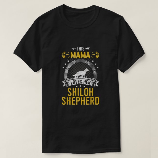 Camiseta Esta Mamãe Ama Seu Cachorro Shiloh Shepherd (Frente do Design)
