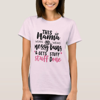 Camiseta Esta Mamãe Usa Coque Caído Camiseta, Vida Divertid
