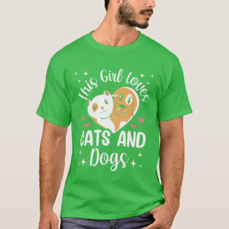 Camiseta Esta Menina Adora Gatos E Cachorros Cachorros Gato