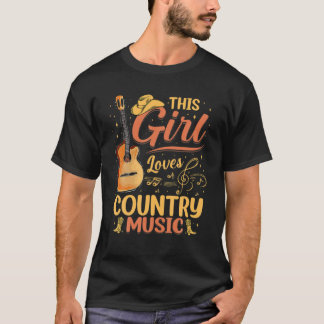 Camiseta Esta Menina Adora Música Do País Vintage Mulheres