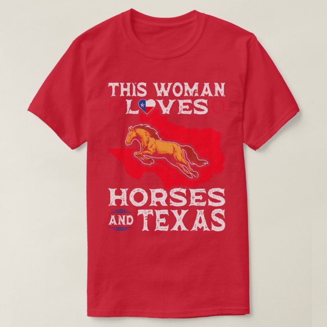 Camiseta Esta Mulher Adora Cavalos no Texas (Frente do Design)