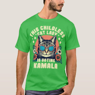 Camiseta Esta Mulher De Gato Sem Crianças Está Votando Kama