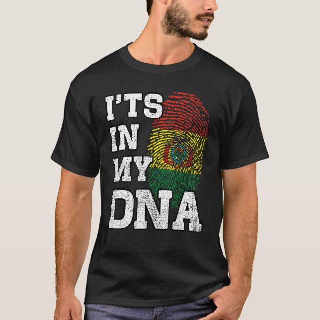 Camiseta Está no meu DNA, a impressão digital boliviana, or (Frente)