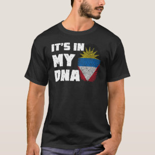 Camiseta Está no meu DNA Antígua e Barbuda Flag Fingerprin