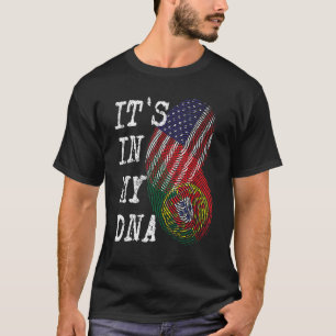 Camiseta ESTÁ NO MEU DNA Bandeira Americano Portuguesa EU