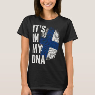 Camiseta ESTÁ NO MEU DNA Bandeira da Finlândia Raízes Finla
