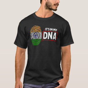 Camiseta Está no meu DNA Bandeira Nacional Índia Patriótica