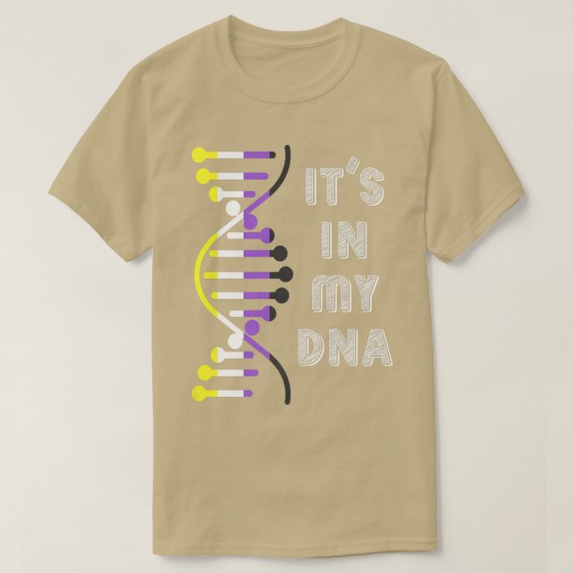 Camiseta Está no meu DNA Bandeira Não-Binária LGBT Terceiro (Frente do Design)