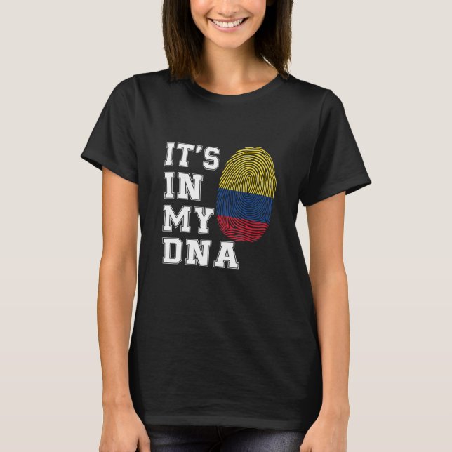 Camiseta Está no meu DNA Colombianos Orgulhosos Bandeira da (Frente)