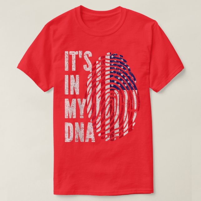Camiseta ESTÁ NO MEU DNA Estados Unidos Bandeira Americana  (Frente do Design)