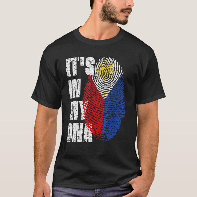 Camiseta Está no meu Dna Filipinas, Bandeira Filipino (Frente)