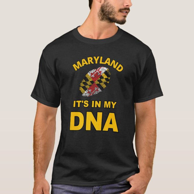Camiseta Está no meu DNA Fingerprint Maryland State Flag Ba (Frente)