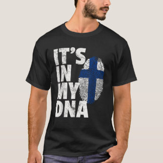 Camiseta Está no meu DNA, Finlândia, Orgulho de Bandeira, P