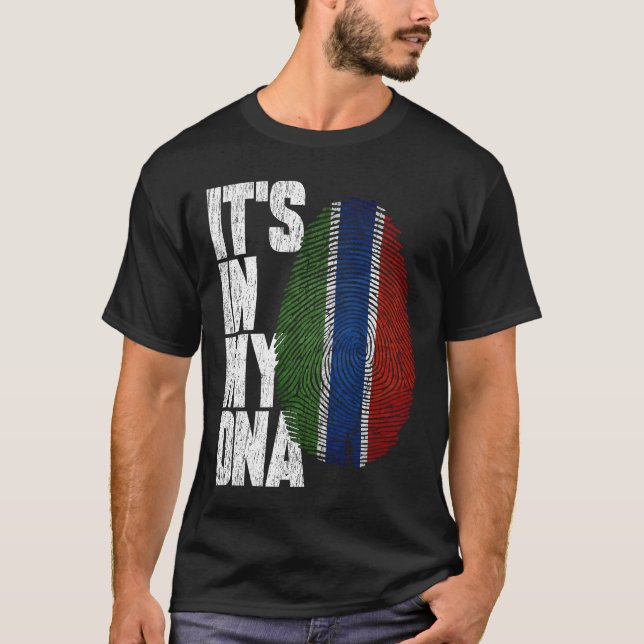 Camiseta Está no meu DNA Gambian Ortodia Bandeira Gâmbia (Frente)