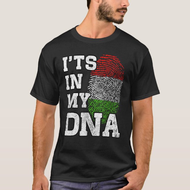 Camiseta Está no meu DNA húngaro Impressão digital orgulhos (Frente)