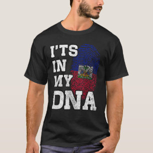 Camiseta Está no Meu DNA Impressão Digital Haitiana Bandeir