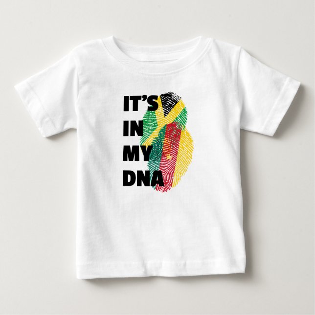 Camiseta Está no meu DNA - Impressão digital Jamaica e Cama (Frente)