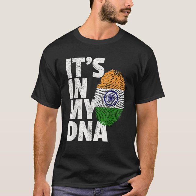 Camiseta Está no meu DNA Índia Bandeira Homens Indianos Nov (Frente)