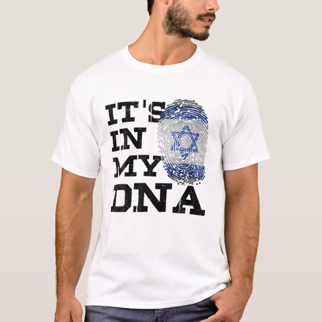 Camiseta Está no meu DNA Israelita Eu Amo Israel Bandeira J (Frente)