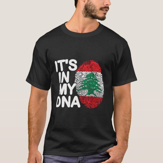Camiseta Está No Meu Dna Líbano Bandeira Libanês Raízes Lib (Frente)