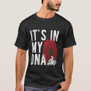 Camiseta Está no meu DNA Marrocos Flag Moto Marroquino