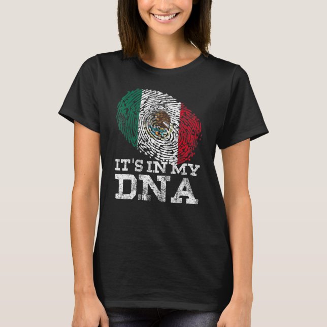 Camiseta Está no meu Dna México Bandeira do México Herita H (Frente)