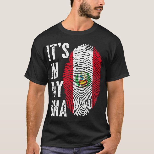 Camiseta Está no meu DNA Orgulhoso Bandeira Peruana America (Frente)