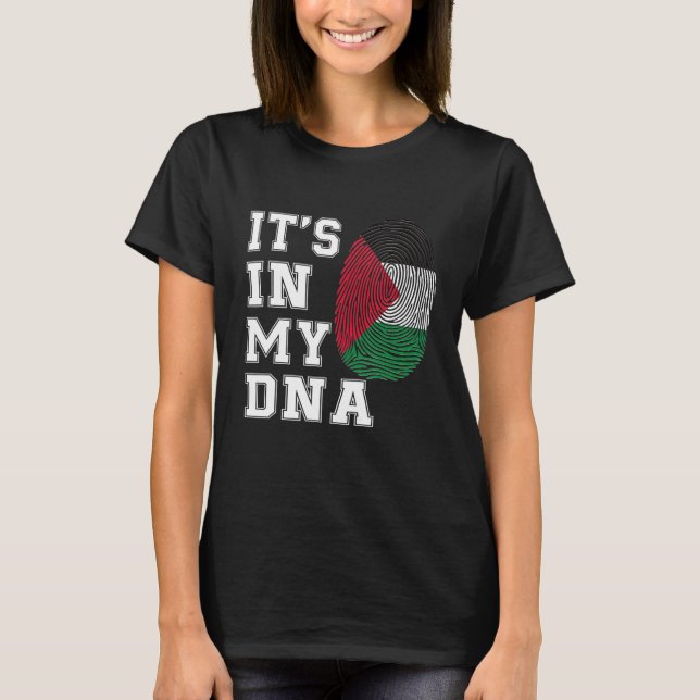 Camiseta Está no meu DNA Palestina Orgulhosa Dando Bandeira (Frente)
