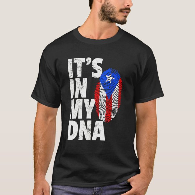 Camiseta Está no meu Dna Porto Rico, Homem de Bandeira Riqu (Frente)