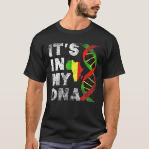 Camiseta Está no meu DNA. Preto Orgulho Negro. Raízes Orgul