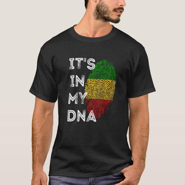 Camiseta Está no meu DNA Rasta Reggae Roota Orgulho jamaica (Frente)