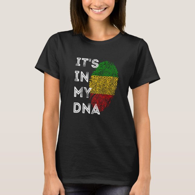Camiseta Está no meu DNA Rasta Reggae Roota Orgulho jamaica (Frente)