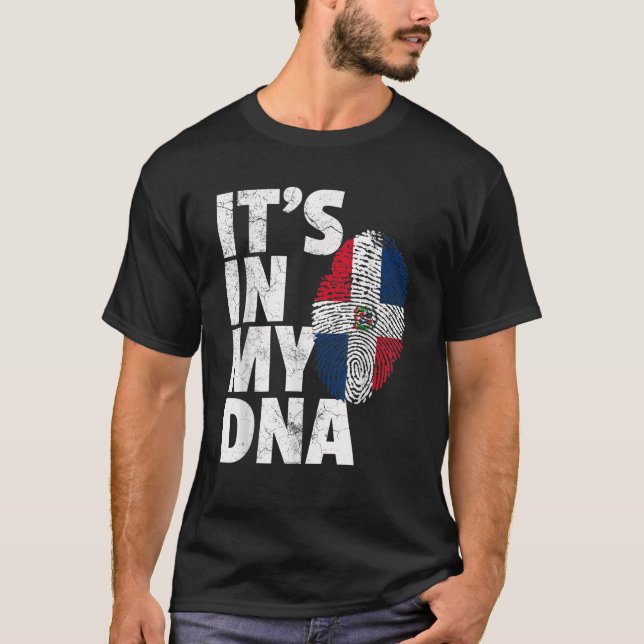 Camiseta Está no meu DNA, República Dominicana, Bandeira Ho (Frente)