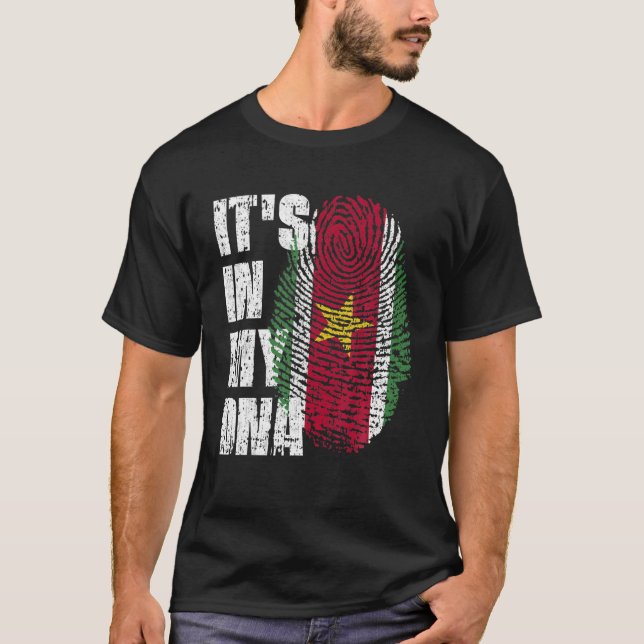 Camiseta Está no meu DNA Suriname Flag Surinamese (Frente)