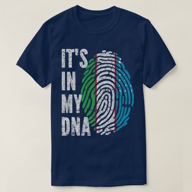 Camiseta ESTÁ NO MEU DNA Usbequistão Flag Usbeque (Frente do Design)