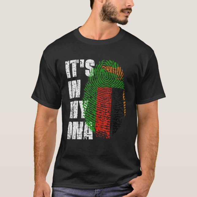Camiseta Está no meu DNA Zâmbia Flag Zambian (Frente)
