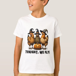 Camiseta Esta Noite Voamos Galinha No Dia das Bruxas