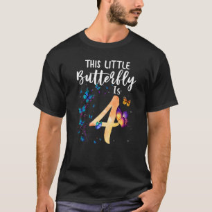 Camiseta Esta pequena borboleta é aniversário de 4 anos 4 a