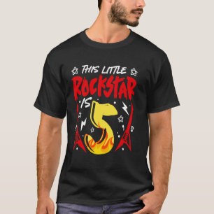 Camiseta Esta Pequena Estrela do Rock Tem 5 Anos Guitarra 5